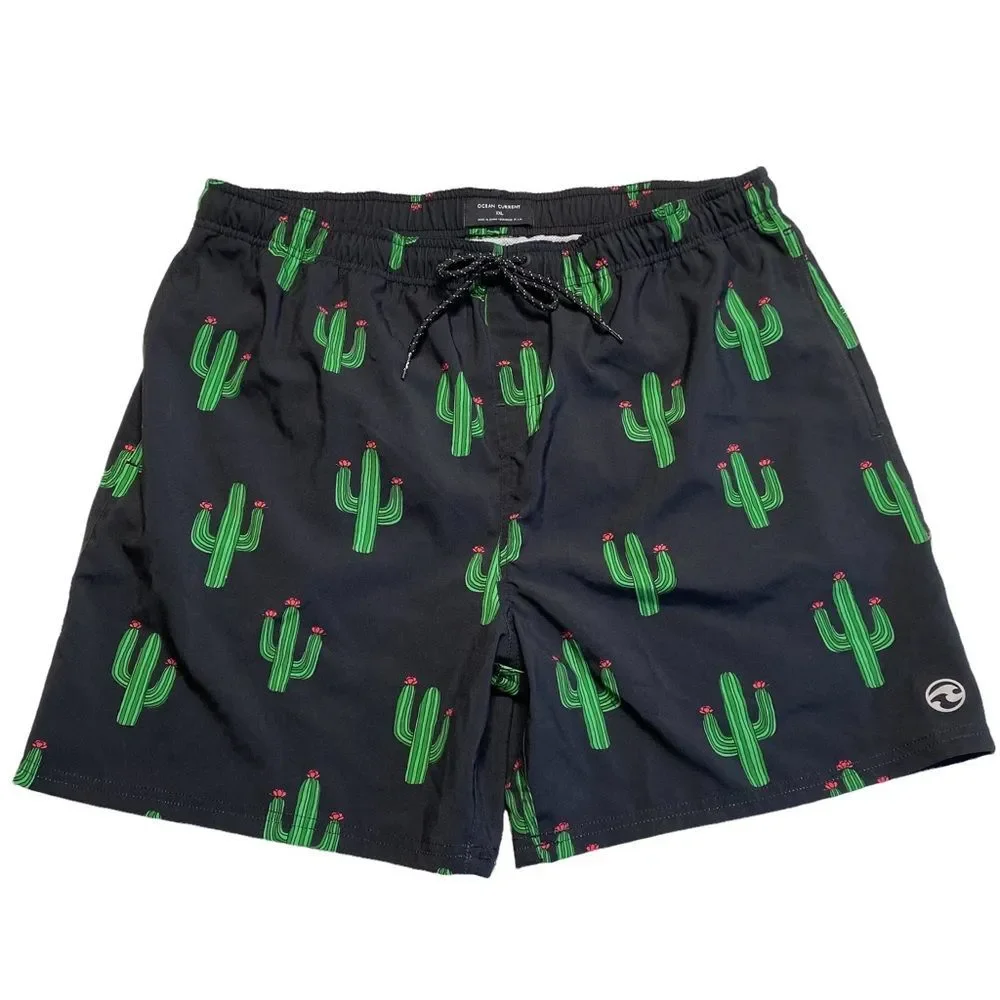 Ocean Current Volley Shorts Cactus Cacti  Swim Shorts Mesh Lined Stretch Sz XXL